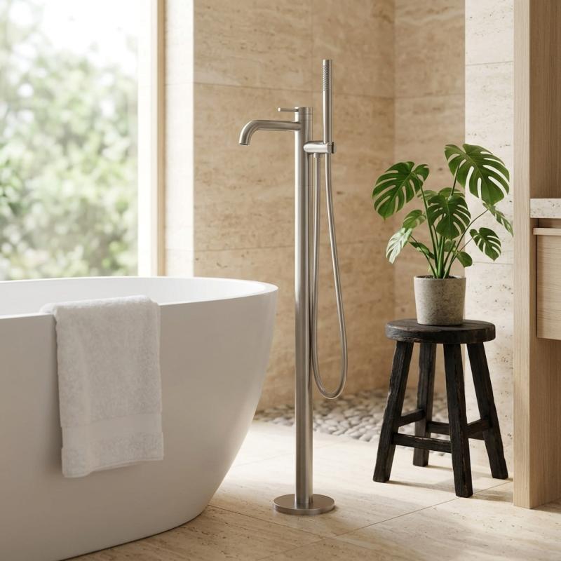Aquanello Eterna Vrijstaande Badkraan RVS met Handdouche ET3000-02